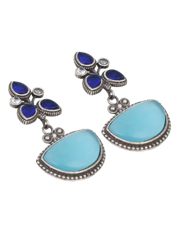 Silver_Oxidised_Finish_Ad_Stone_Drop_Earring