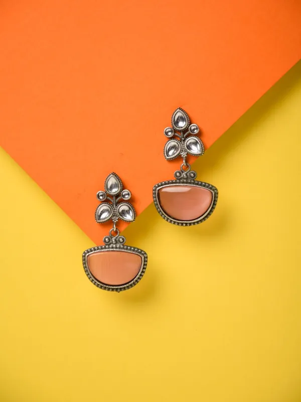 Silver_Oxidised_finish_AD_stone_drop_earring