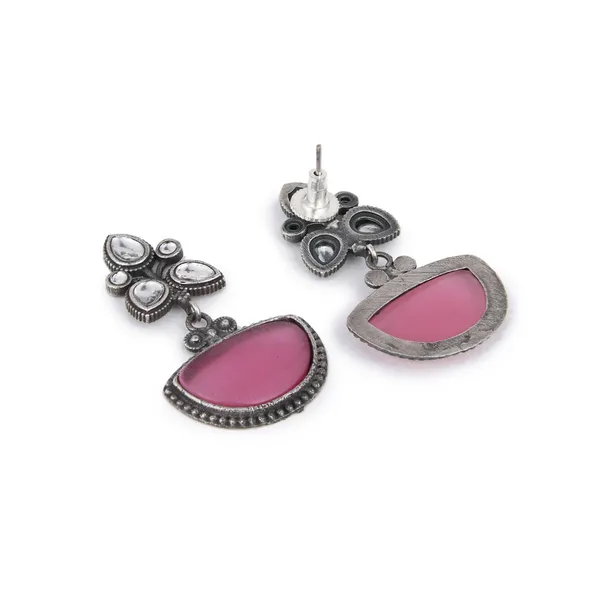 Silver_Oxidised_finish_AD_stone_drop_earring