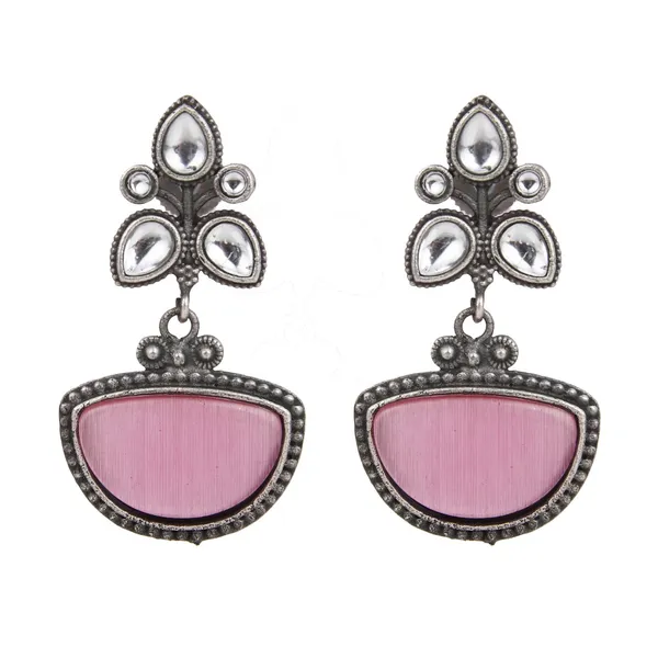 Silver_Oxidised_finish_AD_stone_drop_earring