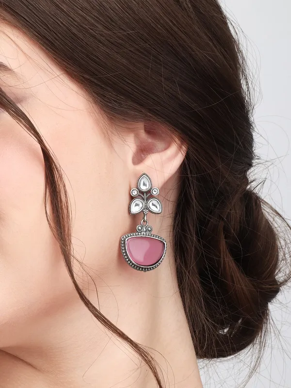 Silver_Oxidised_finish_AD_stone_drop_earring
