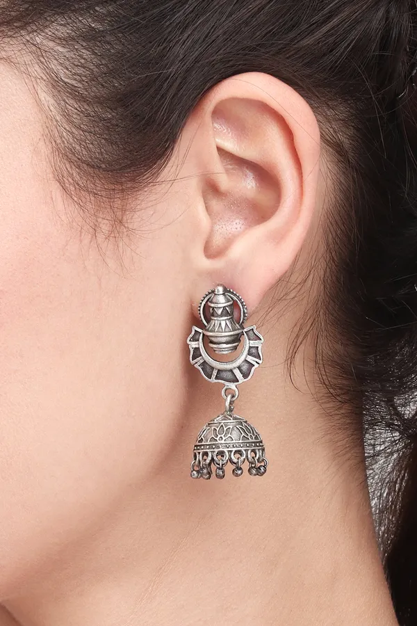 Silver_Oxidised_temple_design_jhumka