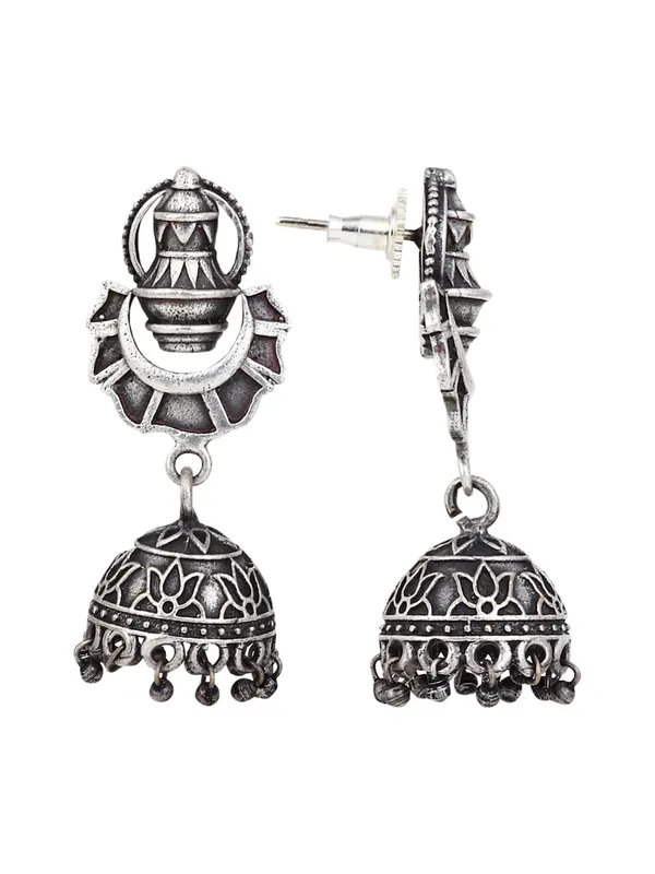 Silver_Oxidised_temple_design_jhumka