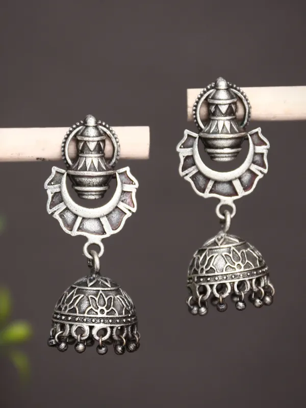 Silver_Oxidised_Temple_Design_Jhumka