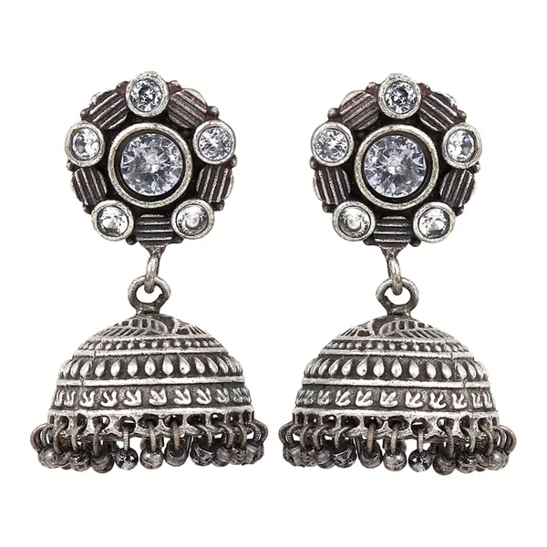 Silver_Oxidised_AD_Stone_Jhumka