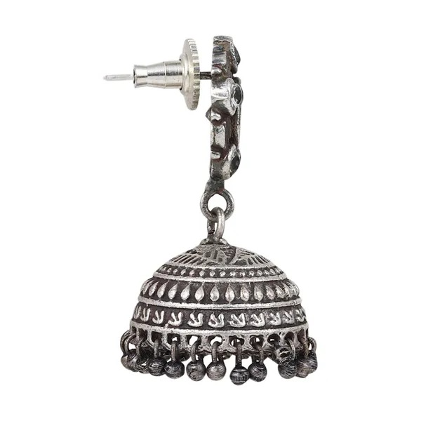 Silver_Oxidised_AD_Stone_Jhumka