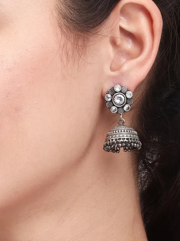 Silver_Oxidised_Ad_Stone_Jhumka