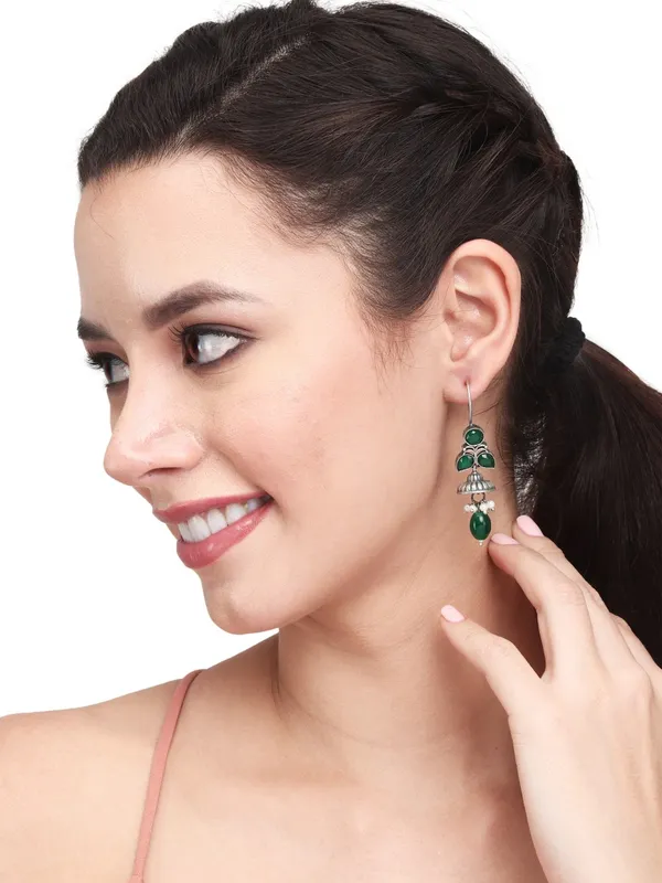 Silver_Oxidised_green_drop_earrings