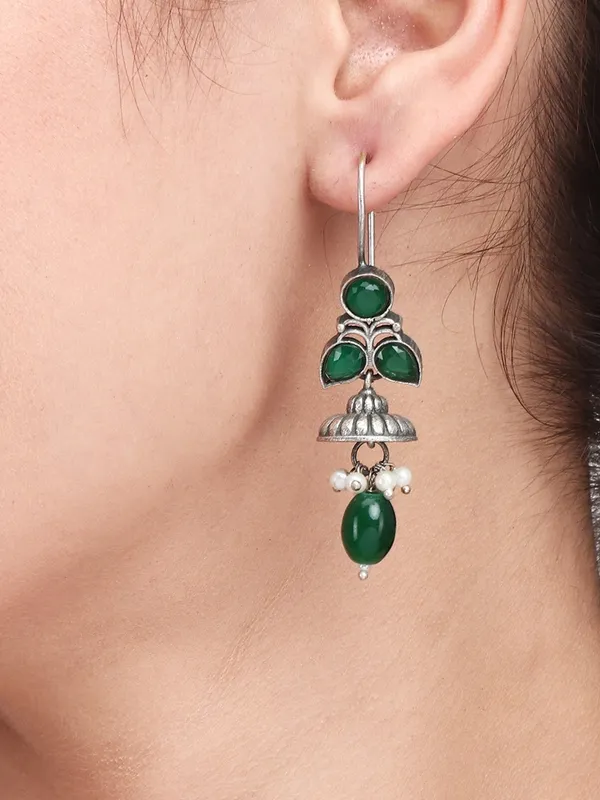 Silver_Oxidised_Green_Drop_Earrings