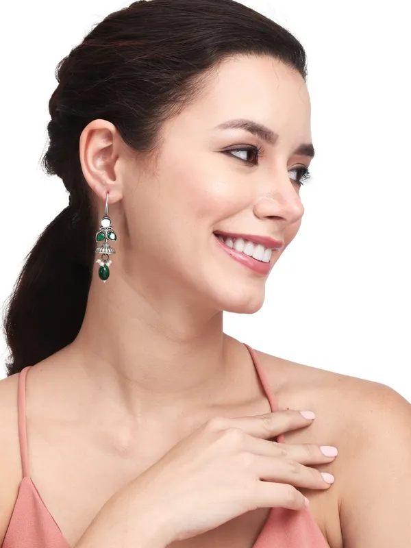 Silver_Oxidised_Green_Drop_Earrings