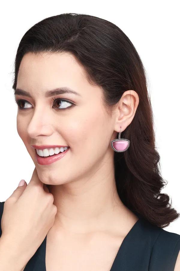 Silver_Oxidized_Drop_Earrings_with_Monalisa_Stone