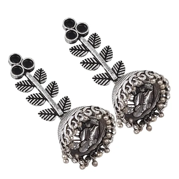Leaf_detailed_Silver_Oxydised_Jhumka