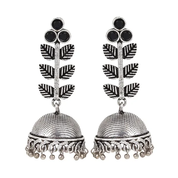 Leaf_detailed_Silver_Oxydised_Jhumka