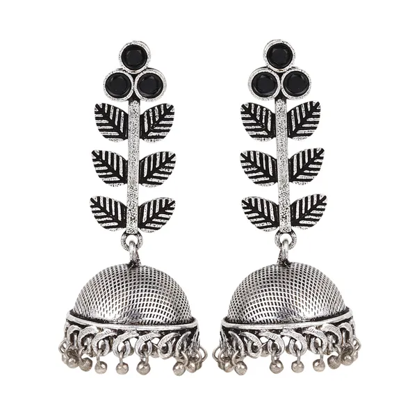 Leaf_detailed_Silver_Oxydised_Jhumka
