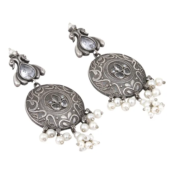 Silver_Oxidised_finish_contemporary_Style_drop_earrings
