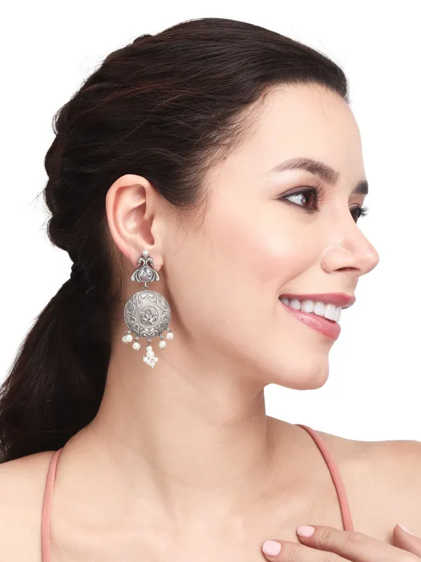 Silver_Oxidised_finish_contemporary_Style_drop_earrings