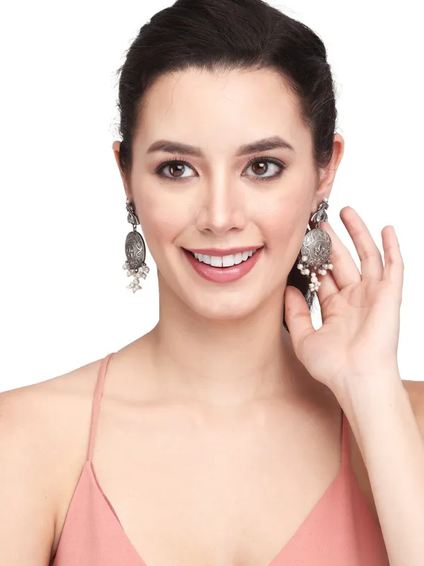 Silver_Oxidised_finish_contemporary_Style_drop_earrings