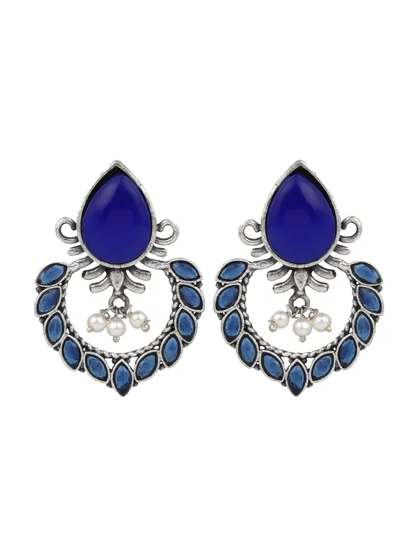 Silver_Oxidised_finish_drop_earring
