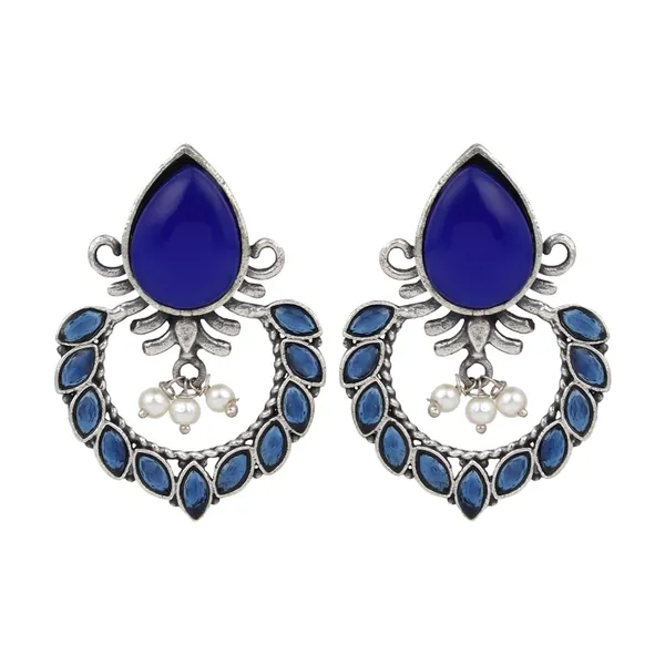 Silver_Oxidised_finish_drop_earring