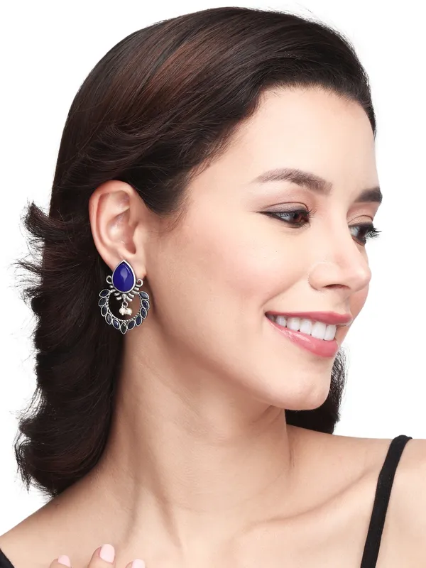 Silver_Oxidised_finish_drop_earring