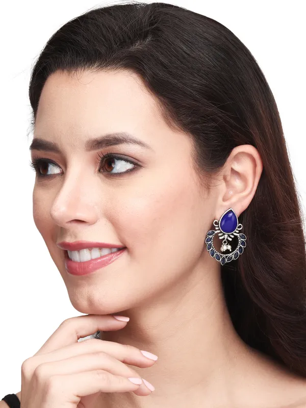 Silver_Oxidised_Finish_Drop_Earring