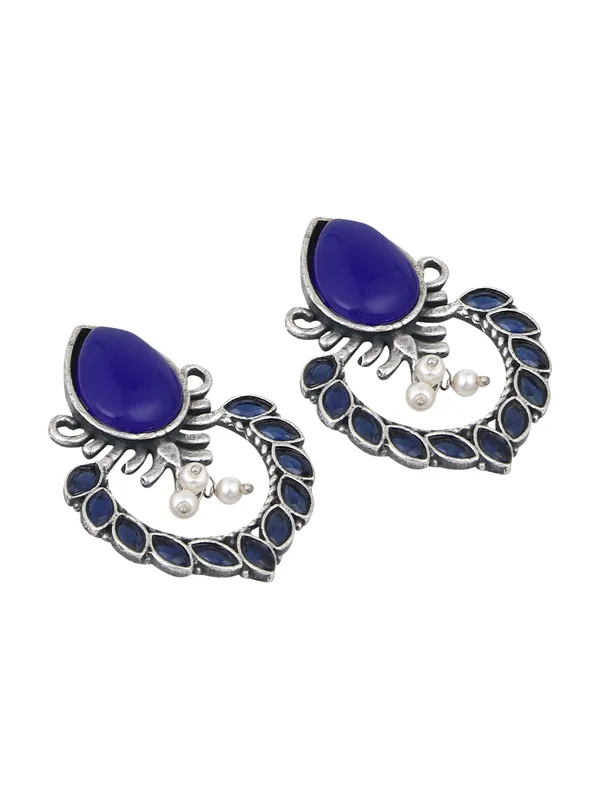 Silver_Oxidised_Finish_Drop_Earring