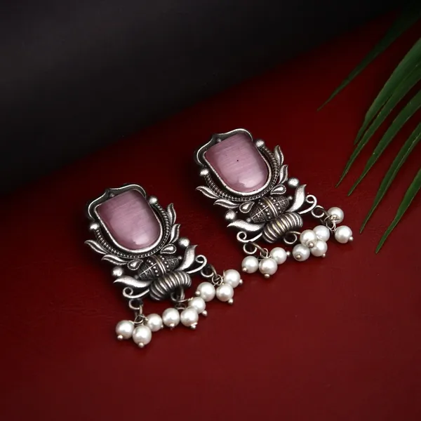 Silver_Oxidised_green_drop_earrings