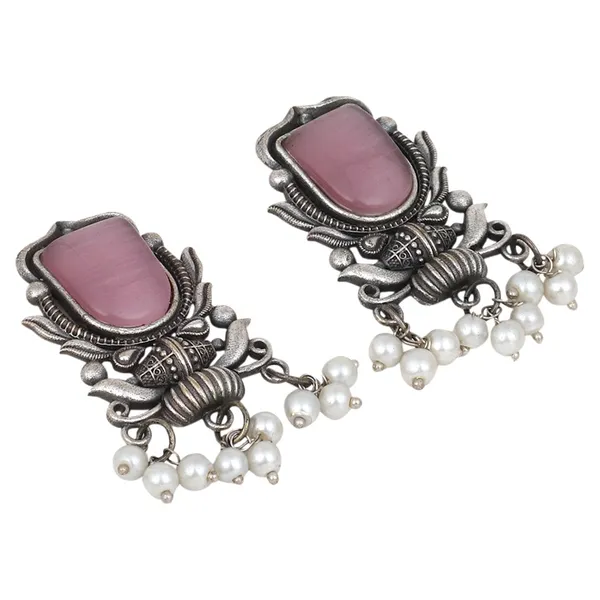 Silver_Oxidised_green_drop_earrings