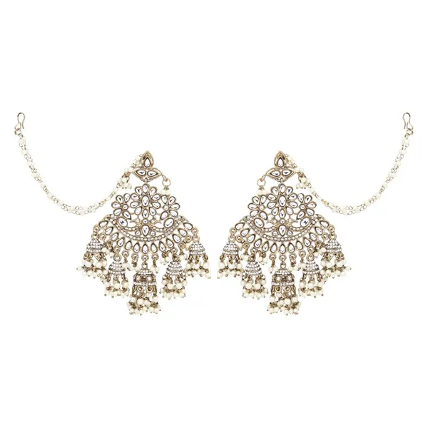 Antique_Gold_Finish_Kundan_Chandbali_With_Ear_Chain