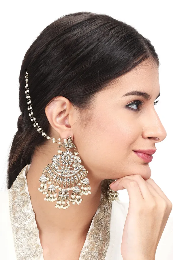 Antique_Gold_Finish_Kundan_Chandbali_With_Ear_Chain