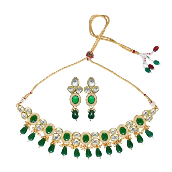 Gold_plated_Kundan_choker_set_with_green_stone
