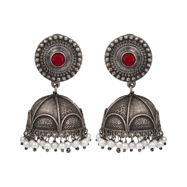 Antique_Red_Stone_Jhumka_Earrings