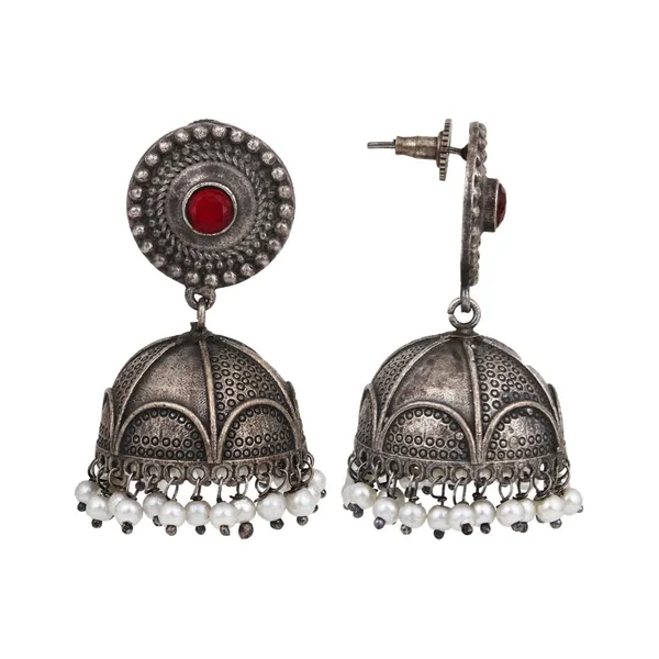Antique_Red_Stone_Jhumka_Earrings