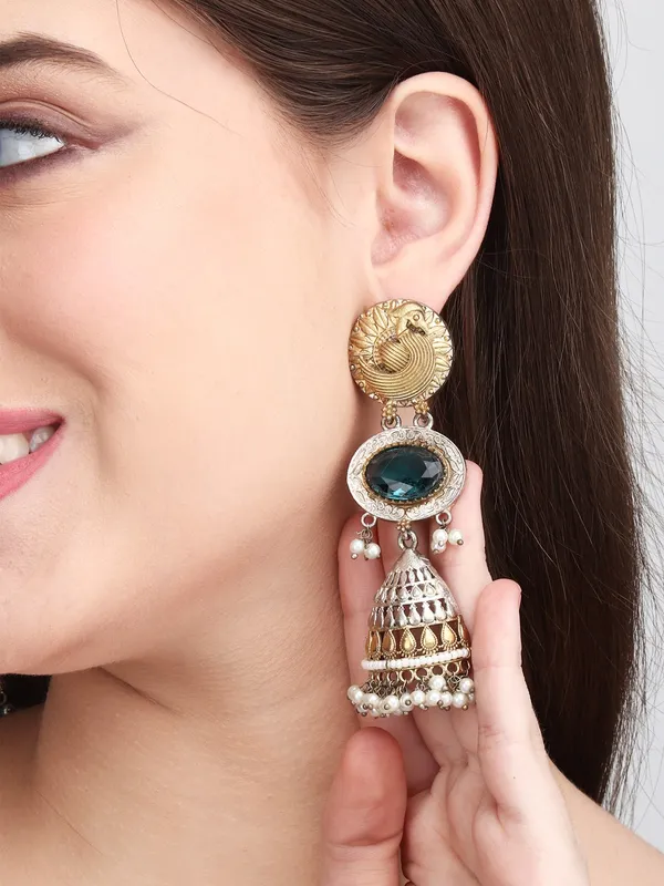 Antique_Gold-Tone_Turquoise_Jhumka_Earrings