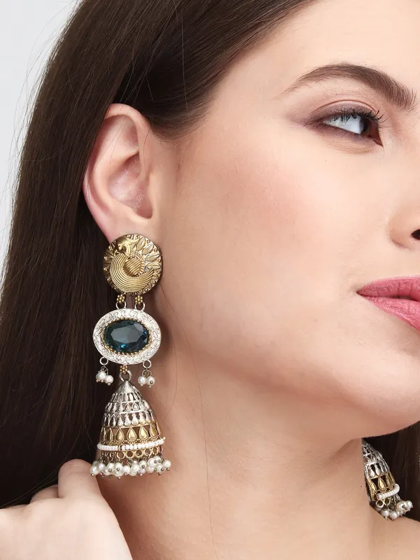 Antique_Gold-Tone_Turquoise_Jhumka_Earrings