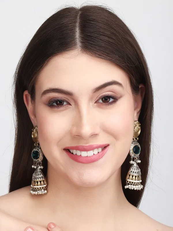 Antique_Gold-Tone_Turquoise_Jhumka_Earrings