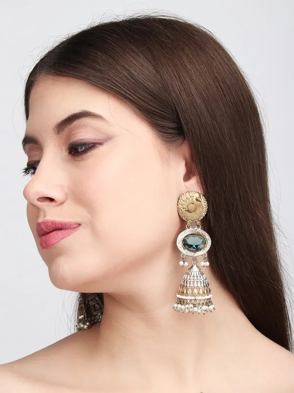 Antique_Gold-Tone_Turquoise_Jhumka_Earrings