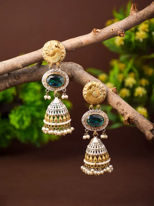 Antique_Gold-Tone_Turquoise_Jhumka_Earrings