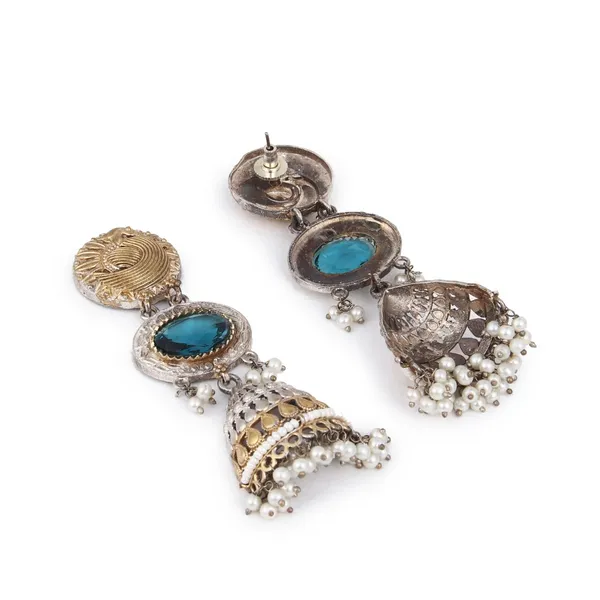 Antique_Gold-Tone_Turquoise_Jhumka_Earrings