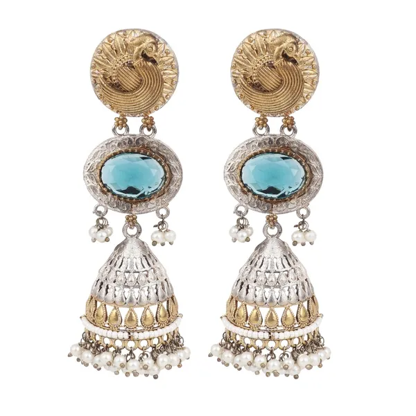 Antique_Gold-Tone_Turquoise_Jhumka_Earrings