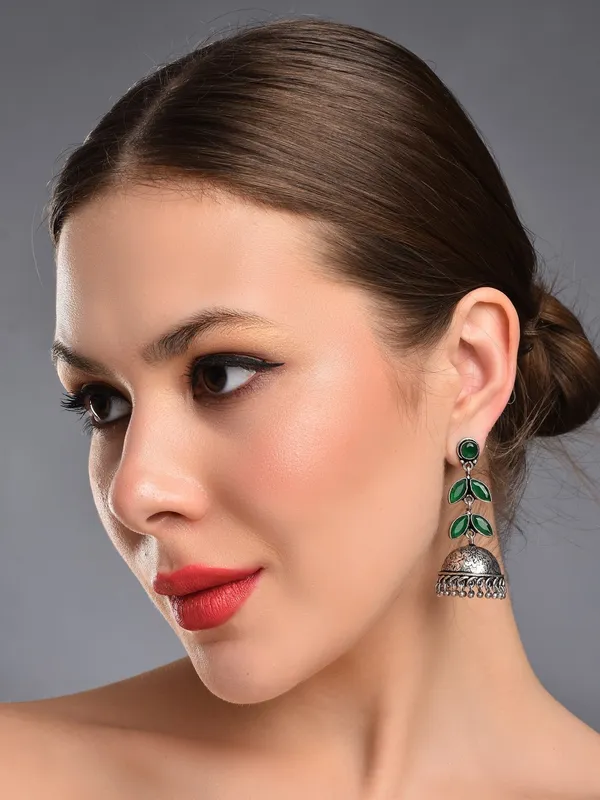 Oxidised_Leaf_Drop_Jhumka_Earrings
