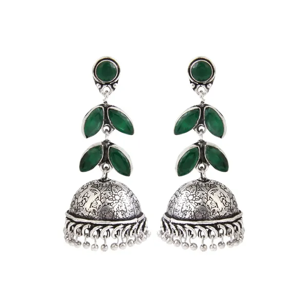 Oxidised_Leaf_Drop_Jhumka_Earrings