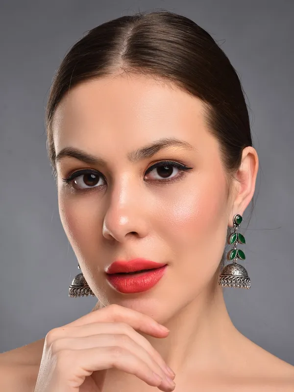 Oxidised_Leaf_Drop_Jhumka_Earrings