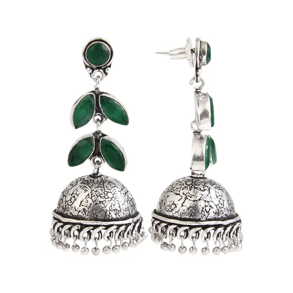 Oxidised_Leaf_Drop_Jhumka_Earrings