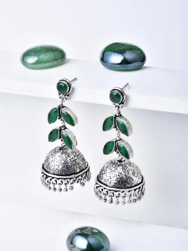 Oxidised_Leaf_Drop_Jhumka_Earrings