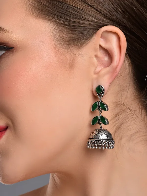 Oxidised_Leaf_Drop_Jhumka_Earrings