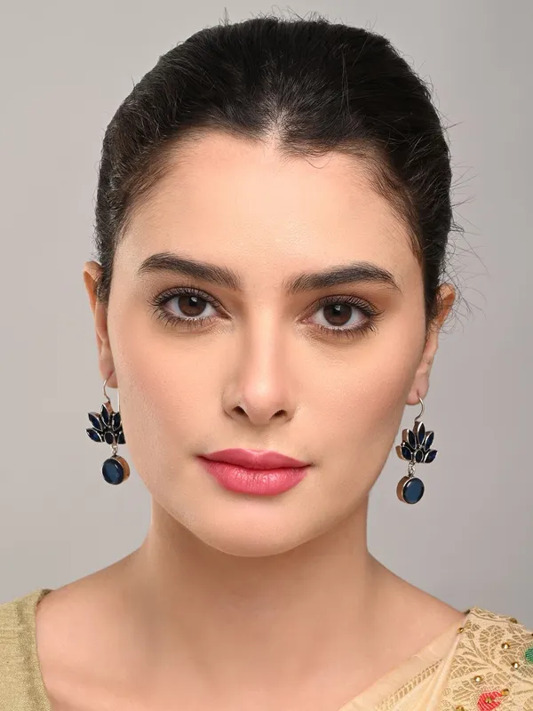 Brass_Lotus_Motif_Stone_Drop_Earrings