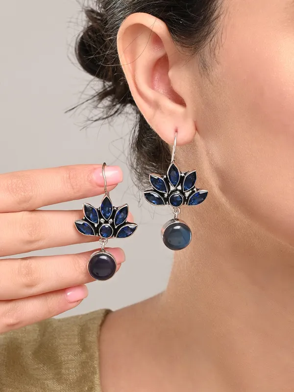 Brass_Lotus_Motif_Stone_Drop_Earrings