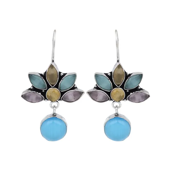 Brass_Lotus_Motif_Stone_Drop_Earrings