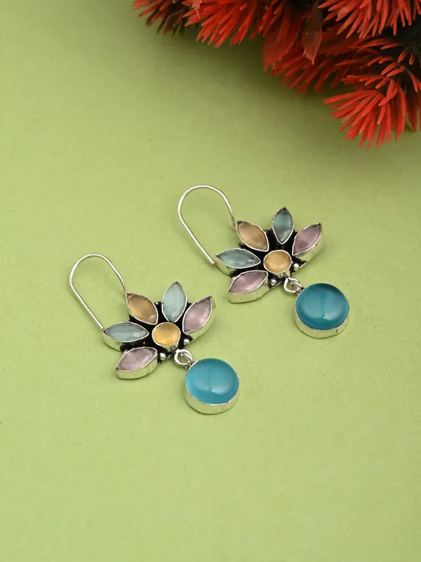 Brass_Lotus_Motif_Stone_Drop_Earrings